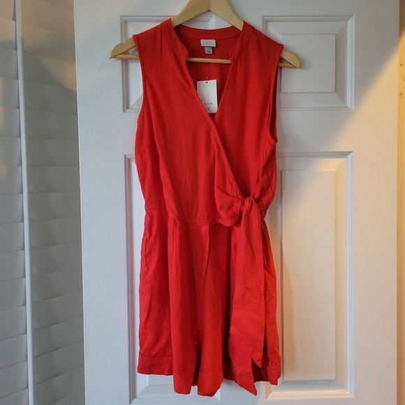 Target A New Day Linen Blend Romper Red NWT - Picture 3 of 7